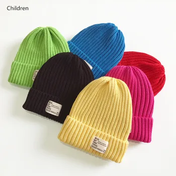 Cald iarna pentru Copii Copilul Palarii Fete Baieti Copii Beanie Hat Capace de Moda Aplicatiile Scrisori de Lână Croșetat Tricot Capac шапка детская