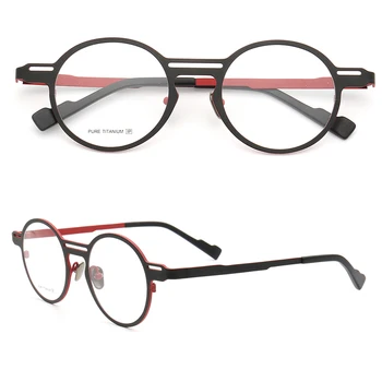 Femei Rotund Premium Titan Pur rama de ochelari pentru barbati Retro, rame ochelari de vedere de Moda DoubleBridge de Înaltă calitate rama ochelari