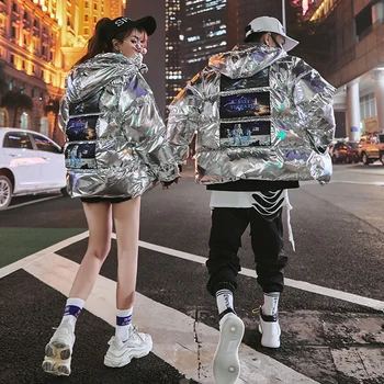 Iarna Pufos Puffer Jachete pentru Barbati 2020 Tendințe de Moda Luminoase Haine Groase Căptușit Haine cu Gluga Cupluri Hip Hop Streetwear