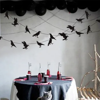 Halloween Negru Pasăre care Zboară Cioara Trage Banner Decorare Petrecere Teroare casa Bantuita steaguri Cioara Decorare Partid-Fantomă DIY Banner