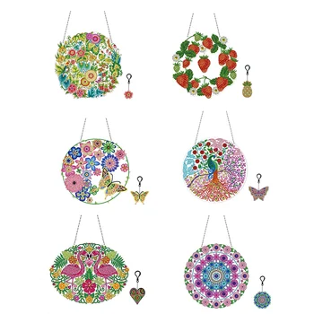 DIY Diamant Pictura Coroană de flori cu Lumina Fluture și Flori Imagine Agățat Ornamente Diamant EmbroideryHome Usa de Perete Decor