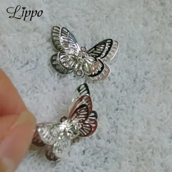 20buc 3D Pandantiv Fluture Placat cu Platină Conector Ornamente de Alama Bijuterii Constatările și Componente DIY Accesorii Piese
