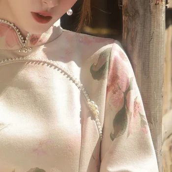 High-end Îmbunătățit Și Elegant Cheongsam 2022 Noi de piele de Căprioară Femei Tinere Toamna Temperament Rochii Lungi Chineză-tradițională-rochie