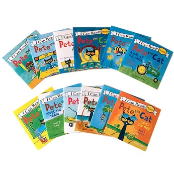 12 Carte/Set Pot Citi Pete Pisica Carti In Limba Engleza Pentru Copii Povestea Libros Jucarii Educative Pentru Copii De Buzunar Lectură Livros De Artă