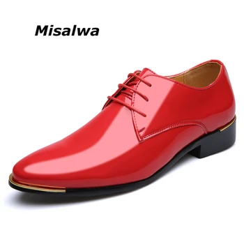 Misalwa Dimensiuni Mari 38-48 Clasic Simplu Oameni De Afaceri De Lux Pantofi Derby Domn Onorabil Oxford Mens Pantofi Rosu Alb Bărbați Apartamente
