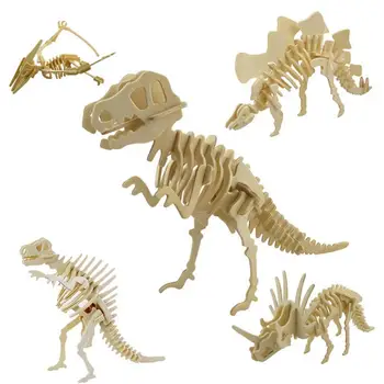 Amuzant Simulare 3D Schelet de Dinozaur Puzzle DIY din Lemn Jucărie de Învățământ pentru Copii pentru Adulti Acasă Decorare Modelul Dinozaur Copil Cadou
