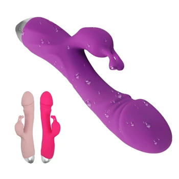 USB de încărcare Iepure Vibratoare Vaginul, punctul G, Clitorisul Niplu Dublu Masaj Stimulator Penis artificial Jucarii Sexuale Pentru Femei Adulte Masturbatori