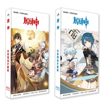 Genshin Impact carte Poștală 340pcs/Set Personaje Anime cărți Poștale Jocuri Felicitari Autocolante Cosplay Accesorii Binecuvântare Cadouri