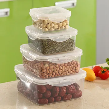 Îngroșat Transparent Pătrat Caseta De Prânz Alimente Cutie De Depozitare Din Plastic Container De Depozitare Set De Accesorii De Bucătărie Organizator