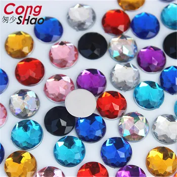 Cong Shao 300pcs 10mm Rotund Colorate Acrilice Stras trim Flatback pietre si cristale DIY Rochie de Mireasa Accesorii CS671