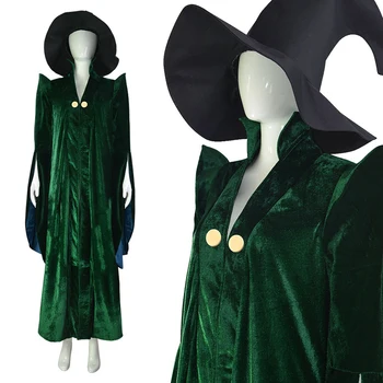 Minerva McGonagall Rochie De Cosplay Costum De Culoare Verde Închis Mantie Șanț Rochie+Pelerina+Hat