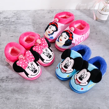 Disney bumbac papuci de Iarna băieți și fete drăguț Mickey mouse desene animate printesa non alunecare de pluș cald papuci la domiciliu