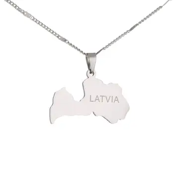 Din Oțel Inoxidabil Moda De Argint De Culoare Letonia Harta Pandantiv Colier Latvijas Republika Hărți Bijuterii