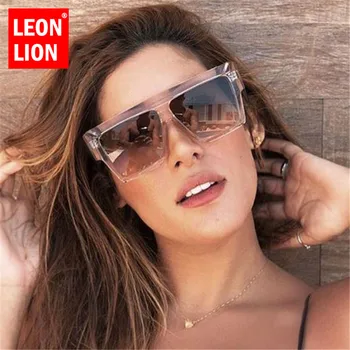 LeonLion 2021 Moda De Epocă Pătrat Ochelari De Soare Femei Mare Cadru Retro Oglindă Ochelari De Soare Barbati Cumpărături Lunette De Soleil Femme