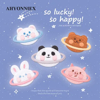 Atât de Norocos Urs Panda Broderie Patch-uri pentru Fete Geanta de Fier Pe Patch-uri pentru Haine Adeziv Mici Patch-uri pentru Copii Haine de Designer
