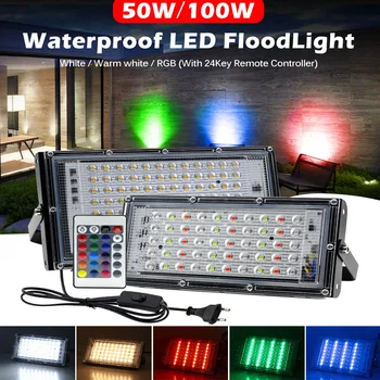 RGB Proiector 50W 100W AC220V Cu UE Plug Lumina Alb Cald LED Lumina Reflectoarelor rezistent la apa IP65 Lumina de Inundații