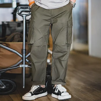 Maden 2022 Nou Pantaloni pentru Bărbați Japonezi Retro Verde Militar Vrac Coreea de Pantaloni Casual Amekaji Multi-Buzunar de Pantaloni Lungi