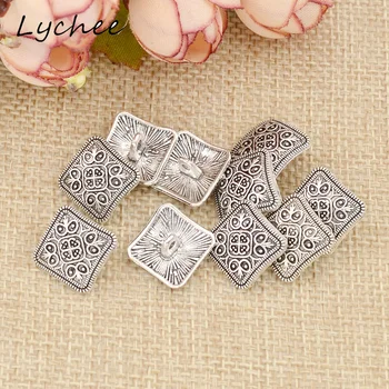 Lychee 10buc Geometrice Metru Antic Argint Floare de Metal Coadă Butonul Pentru Haine de Cusut Blugi DIY Artizanat Decorative