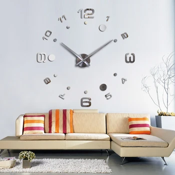 Moda 3d Diy Ceas de Perete Design Acril Oglindă Ceasuri Europa Autocolante Decorative de Mari dimensiuni Montate pe Casa Ceasul De Pe Perete