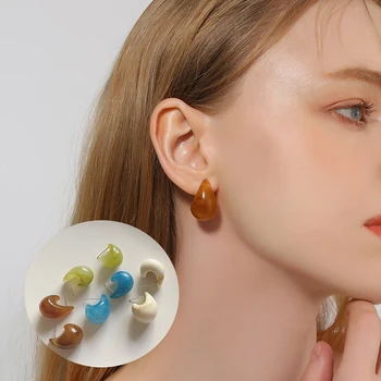 Moda Trendy Colorate Rășină C-Forma Geometrice Picătură Cercei pentru Femeile Simplu Stil de Personalitate Bijuterii Cadouri Pentru Prieteni