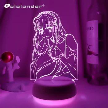 Anime Lumina Re Zero Incepand de Viață Într-o Altă Lume a CONDUS Lumina de Noapte pentru Decor Camera Veioza Cadou Re Zero Emilia 3d Lampa