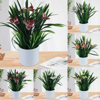1 Set Artificiale Plante Ghiveci DIY Anti-toamna Plastic Ochi-prinderea Fals Flori de Orhidee pentru Birou