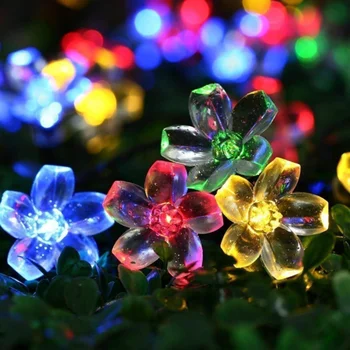 Cherry Blossom Ghirlandă de Flori Alimentat de la Baterie Șir LED Lumini de Basm Cristal Flori Pentru Interior Nuntă de Crăciun Decoruri Violet