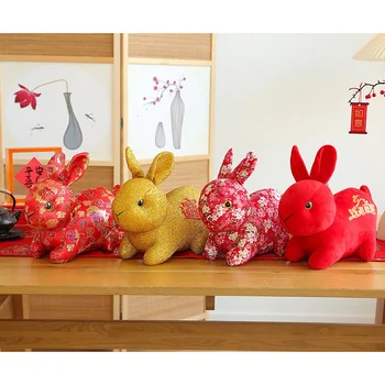 2023 Chineză Zodiaced Avere Iepure Drăguț Mascotă Aur Roșu Bunny Home Decor Jucărie Umplute Creative De Crăciun Cadou De Anul Nou Pentru Copii