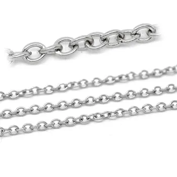DoreenBeads 304 din Oțel Inoxidabil, Cablu de Link-ul Lanț Constatările Culoare Argintie DIY Face Colier Bratari Bijuterii Cadouri 3x2.5mm,5M