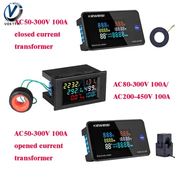 AC 50-300V 10A, 100A LCD Panou Digital Wattmeter Energie Contor de Energie de Tensiune Voltmetru de Curent Ampermetru Indicator de Frecvență 450V