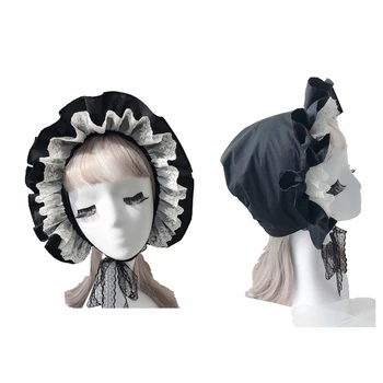 Medieval Epocă Menajera Cosplay Dovleac Bonnet Capac Dantelă-up Reglabil Pălărie Femei Fete Lolita Ciufulit Pălărie