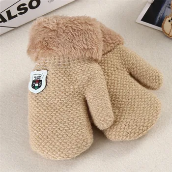 New Sosire Iarna Pentru Copii Baieti Fete Mănuși Tricotate Cald Coarda Deget Plin Mănuși Cu Un Deget Mănuși Pentru Copii Jocuri Pentru Copii