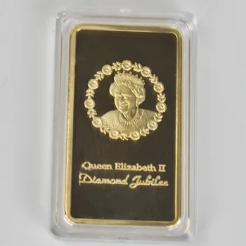Monedă de aur de colectare Regina Elisabeta a II-a Placat cu Metal Comemorative De Colectare cu Senior cutie de cadou monedă comemorativă