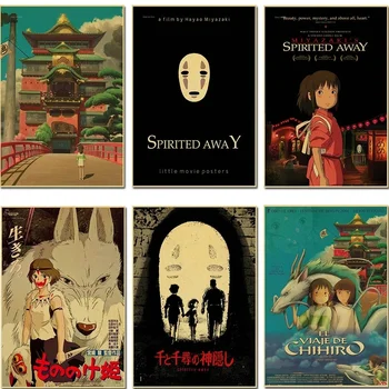 Spirited Away Hayao Miyazaki Film Clasic Panza Pictura Poster Print de Arta de Perete de Poze Cadou pentru camere Copii Dormitor Decor Acasă