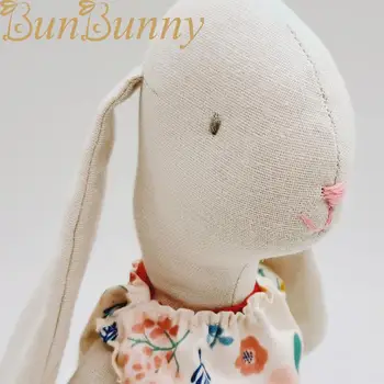 Manual Bunny Cârpă Papusa Cu Rochie Frumoasă Artistice Căpățână Iepure Tesatura Moale Jucării urechi Lungi de Iepure Animal de Pluș Jucarii Moale