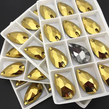 Aur Hematit Culoare Lacrimă Coase Pe Pietre Picătură de Cusut, Cristale de Sticla 7x12mm,11x18mm,13x22mm,16x25mm,17x28mm,22x38mm