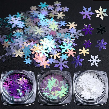 1 Cutie Holografic Crăciun Fulgi de zăpadă de Unghii Paiete Fulgi 3D Nail Art Glitter Laser AB Argint Paillette Manichiura Decoratiuni SADX/XX
