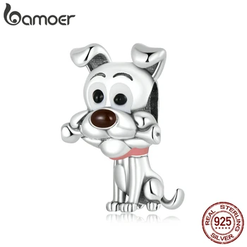 Bamoer Veritabil 925 Sterling Silver Câine Drăguț Farmece de Argint Brățară de Metal Margele DIY Moda Bijuterii Iubitor de Câine Cadou