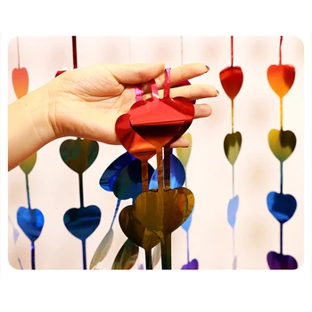 1m x 2m Inima în Formă de Ploaie Perdea de Mătase Decorative Benzi de Culoare Dragoste Panglică de Nunta Petrecere de Ziua de Fundal de Decor Acasă