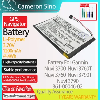 CameronSino Baterie pentru Garmin Nuvi 3700 Nuvi 3760T Nuvi 3790 Nuvi 3790T dedicat Garmin 361-00046-02 GPS,Navigator baterie 1200mAh