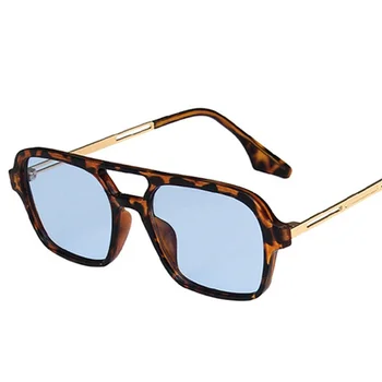 Retro Dublu Poduri ochelari de Soare pentru Femei de Moda Gradient de culoare Roz Ochelari de Trend Gol Leopard Albastru gafas de sol hombre para