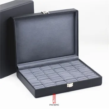 De tip Boutique de bijuterii de piele PU Negru cutie de depozitare Cu Argint Inel elastic pentru bijuterii expoziții sau Arăta clienților