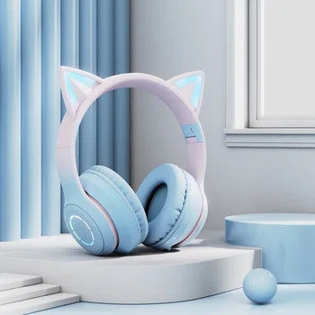 Lumina Flash Drăguț Pisică Ureche Căști Wireless cu Microfon detașabil LED Stereo Muzică Casca Bluetooth kitty setul cu Cască fata gamer Cadou