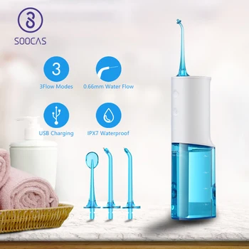 SOOCAS W3 Portabil Dentare Apă se spăla pe dinți Electrice Irigator Oral Reîncărcabil, Impermeabil Apă Scobitoare Cleaner 4 Moduri de Curățare