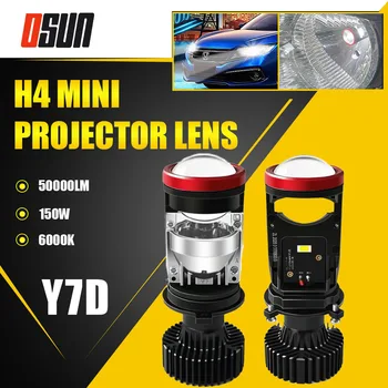 Super-Luminos 150W Y7D H4 Proiector LED Mini Lentila Auto LED Bec Far Kit de Conversie fază lungă fază scurtă Ventilator Turbo Masina de Lumină