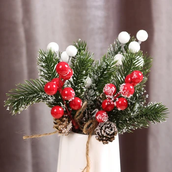 5pcs Ornament de Crăciun Zăpadă Fals Îngheț Ramura de Pin Con Holly Berry DIY de Crăciun Copac Buchet de Decor pentru Casa si gradina Decor Petrecere