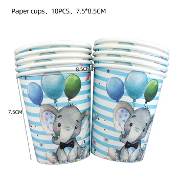 Elefant albastru Tema de Flori Tacamuri de unica folosinta Ceașcă de Hârtie Șervețel Banner de Fundal Set de Decorare Pentru Băiat'sBirthday Consumabile