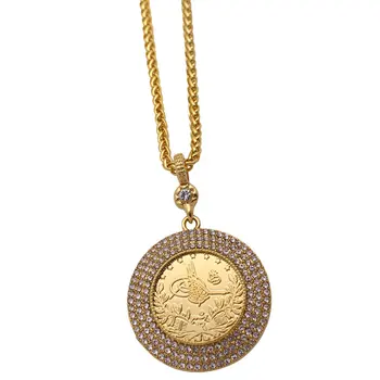 ZKD islamul Otoman musulman turc monede bijuterii Arabe Monedă de Aur de Culoare Turcia Monede de cristal Pandantiv Colier