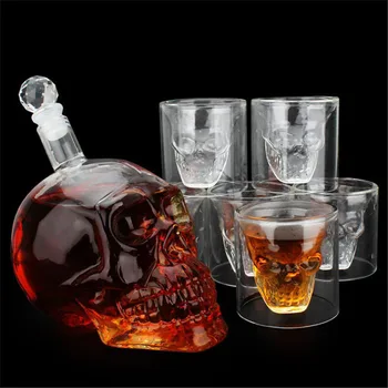 1000ML Whisky Carafa Pentru Apa, Carafa Vodca Bea Ceai de Cristal Cap de Craniu Sticlă Sticlă de Lichior de Alcool Grafice de Sticlă Drinkware