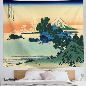 Tapiserie Retro Print Japonez Agățat de Perete Frumos Ukiyo-e Kanagawa Peisaj Camera de zi Dormitor Canapea Agățat de Perete Decor Acasă